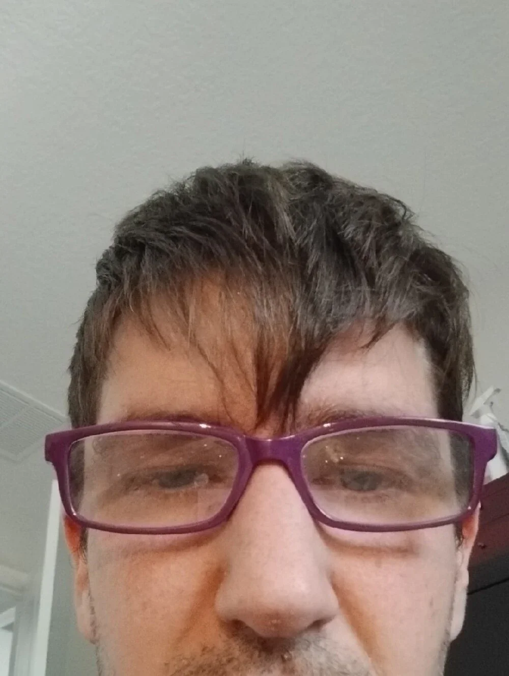 Purple Rectangular Fashion Eyeglasses with Patterned Temples